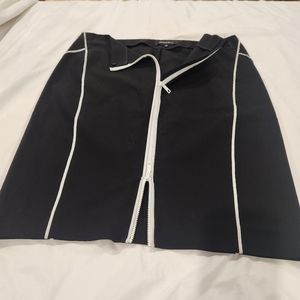 Lafayette 148 Black Pencil Skirt with Front White Zipper size 4
